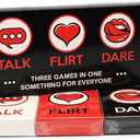 Three In 
Romantic Game for Couples -Gift - Perfect Date Night Ideas - Girlfriend, Boyfriend, Newlywed, Wife or Husband. 3-in-1:Talk, Flirt, Dare. Reignite and Deepen Relationship with Your Partner.
 Romantic Game, Something For Everyone