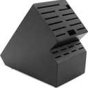 20 Slot Knife Block Storage without Knives,Acacia Wood Universal Knife Holder for Kitchen Countertop,Large Butcher Block Organizer,Easy Kitchen Knife Storage (Black)