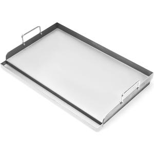 Griddle for Gas Grill, Universal Cast Iron Griddle Flat Top Plate Insert with Even Heating Bracing for Outdoor Grill Rectangular Plate with Removable Handles for Charcoal,Gas Stove,Camping,Tailgating