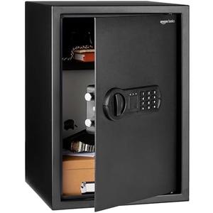 Amazon Basics Steel Home Security Electronic Safe with Programmable Keypad Lock for Documents, Jewelry, Valuables, 1.8 Cubic Feet, Black, 13.8"W x 13"D x 19.7"H