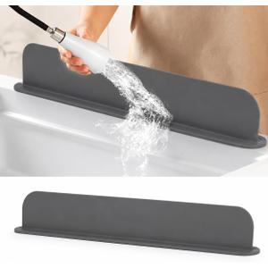 19.2 Inch (49 cm) Silicone Sink Splash Guard with Suction Mount, Kitchen Faucet Water Splash Guard, Anti-Splash Sink Protector for Countertop Behind Faucet