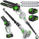 CEEPUY 2-in-1 Brushless Electric Pole Saws for Tree Trimming,6 Inch Cordless Mini Chainsaw with Extension Pole and 2 x 4000mAh Batteries, Pole Chain Saw Gift for Men Dad Husband Fathers Gardener 2026