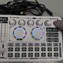 F999 White Live Streaming Sound Card, Professional Audio Mixer, Voice Changer Soundboard with Audio Interface, Bluetooth, Noise Reduction, DJ Mixer Board for Live/Podcasting/Gaming
