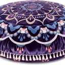 Hihealer Meditation Cushion, Large Velvet Floor Pillow for Yoga, Meditation & Mindfulness, Supportive Memory Foam Bolster (Purple)