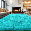 Rezutan Soft Fluffy Rug for Living Room Bedroom,Comfy Modern Large Shaggy Fuzzy for Kids Rug, Plush Indoor Nursery Classroom Home Decor Bedside with Non-Slip Bottom, Teal Blue, 8 X 10 Feet