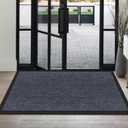 Front Door Mat Indoor Outdoor Entrance 48"x32", Heavy Duty Ribbed Non Slip Mat, Absorbent Dirt Moisture Trapper Waterproof Rubber Backing Doormats, Low Profile Washable Front Doormat, Grey
