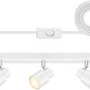 Track Lighting Plug in, 30" LED Track Light Fixtures Ceiling, White 5 Way Spotlight, Rotatable Head, Plug Wall Lights with 14.8FT Cord, Ceiling Lighting for Kitchen Hallway Bar(GU10, NO Bulb)