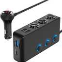 Car Charger Splitter 200W, Qidoe 3 Socket Cigarette Lighter Adapter with PD30W USB-C & QC3.0 Multi USB Car Charger DC Outlet Cigarette Splitter Power Switches Voltmeter for GPS Dash Cam Phone