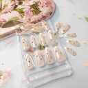 French Tip Press on Nails Long Fake Nails White Tips False Nails Full Cover Gradient Wearable Nails Reusable Glue on Nails Ballet Nails for Women and Girls Daily Wear Nails Decoration 24Pcs