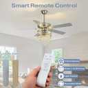 52" Crystal Chandelier Ceiling Fan with Light and Remote Control Silver, 52IN