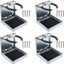NovelBee 4pcs Stainless Steel Adjustable Folding Drink Holders Cup Holders for Marine Boat Caravan Car