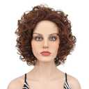 Wiginway Short Curly Synthetic Wigs Women Costume Wig Natural Looking, Auburn Mixed Wigs, 8 Inch(33T30)