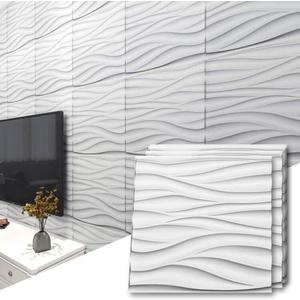 Art3d 19.7" x 19.7" (Pack of 12) Wall Panel Wavy, White