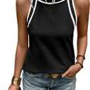 SOLY HUX Women's Summer Sleeveless Tank Tops Halter Neck Tunic Shirts Vacation Outfits (Black, L)