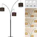 DLLT Modern Floor Lamp for Room: 3-Light Black Tree Dimmable Floor Lamps with Black Shades for Living Room - Arc Standing Lamp for Bedroom - Tall Floor Lamp for Office Corner 3 LED Bulbs Included
