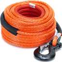 SPARKWHIZ Synthetic Winch Rope Cable Kit: 1/2" x 100 ft 32000lbs Winch Line Cable with Protective Sleeve + Winch Hook for 4WD Off Road Vehicle Truck SUV UTV ATV