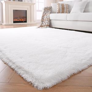 White Area Rug for Living Room: White Shag Rugs for Bedroom - Fluffy Area Rug 5x8 Plush Shaggy Carpet for Living Room,Bedroom