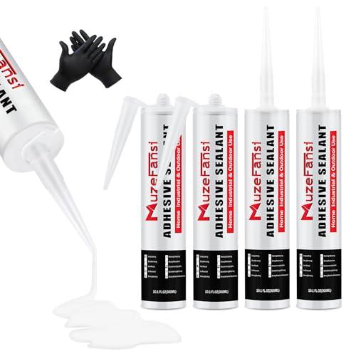 MuzeFansi RV Roof Lap Sealant Self Leveling,4 Pack RV Roof Silicone Sealant White, Waterproof Flexible EPDM RV Sealants and Caulking Exterior Repair Kit for Campers,Trailers, Motorhomes