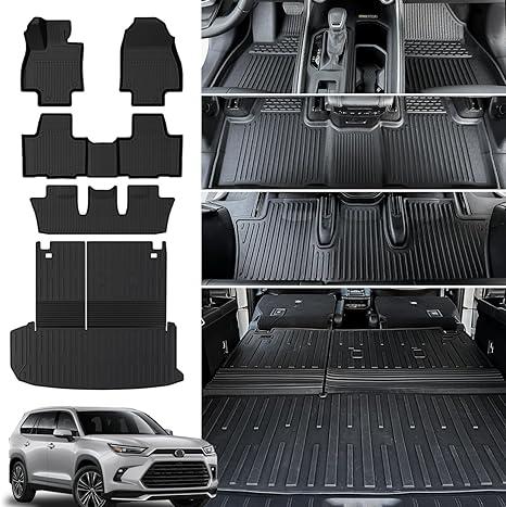 Floor Mats & Cargo Mat Full Set for 2024 Grand Highlander All Weather Floor Mats Cargo Liner TPE Waterproof