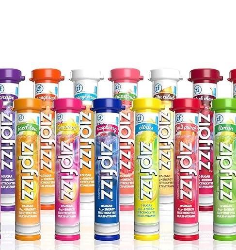 Zipfizz Energy Drink Mix Variety Pack  30 Count  Zero Sugar  Electrolytes + B12 + Caffeine  Includes Citrus, Fruit Punch, Blue Raspberry, Peach Mango, Orange Cream  Energy On-The-Go Powder Sticks. EXP 09/2025