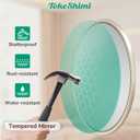 TokeShimi 24 Inch Circle Bathroom Mirror Brushed Nickel, Tempered Round Wall Mirror, Shatterproof 24x24 Hanging Wall Mirrored Farmhouse for Bedroom, Entryway, Restroom, Vanity, Living Room
