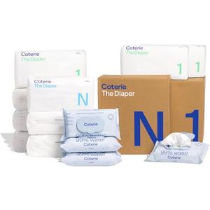 Coterie Baby Wipes + Diapers Kit, Size 1 (198 Count) & Size Newborn Diapers 2 packs + (8), 4 Pack (224) Wipes with 99% Water, Plant Based Materials, Hypoallergenic for Sensitive Skin, Baby Essentials Coterie Baby Wipes + Diapers Kit, Size 1 (198 Count) & Size Newborn Diapers 2 packs + (8), 4 Pack (224) Wipes with 99% Water, Plant Based Materials, Hypoallergenic for Sensitive Skin, Baby Essentials