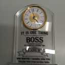 Boss Gifts for Men Acrylic Clock Best Boss Gifts for Men Women Appreciation Clock for Office Leader Manager Going Away Gift Acrylic Desk Sign for Women Lady Male Leader Idea Home Desk Table Decor