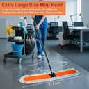 48" Commercial Dust Mops for Floor Cleaning, Heavy Duty Floor Duster Mop with 60" Long Handle, Industrial Wet Dry Sweeper Mops with 2 Reusable Mop Pads for Janitor Indoor Warehouse Gym Hotel