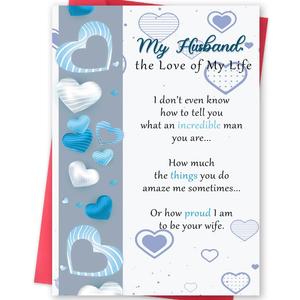 Missonemi Funny Valentine's Day Card for Husband from Wife, Romantic Husband Valentines Day Gifts for Men, Happy Vday Card to Him