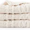 Battilo Cream White Ivory Throw Blanket for Couch, 51x 67 Inch, Woven Chenille Knit Throw Blanket for Chair, Super Soft Warm Decorative Textured Throw Blanket for Bed, Sofa and Living Room.