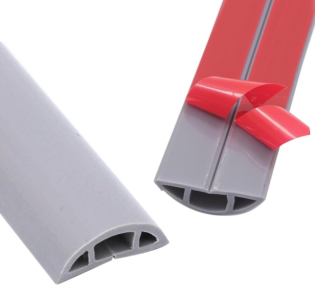 Floor Wire Protectors - Self-Adhesive Decorative Wire Protectors for Home and Office | Anti-Trip Outdoor Wire Hideout, Durable PVC Wire Protectors for Gyms and Exhibitions (Grey, 1.18inX10FT)