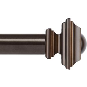 KAMANINA 1 Pack Curtain Rod 32 to 58 Inches (2.6-4.8ft), 1 Inch Curtain Rods for Windows, Single Drapery Rods with Square Finials, Bronze