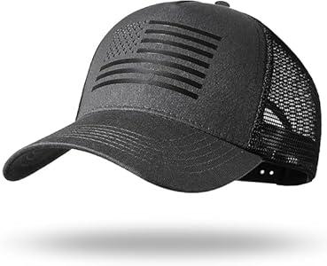 American Flag Trucker Hat  Snapback Hat, Baseball Cap for Men Women  Breathable Mesh Side, Adjustable Fit  for Casual Wear (US, Alpha, One Size, Standard, Dark Grey/Black)