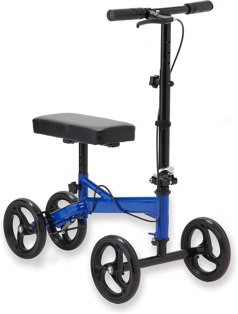 Medline Economy Knee Walker, 8" Wheels, Crutch Alternative for Lower Leg and Foot Injuries, Padded Knee Rest, 350 lb. Weight Capacity, Blue