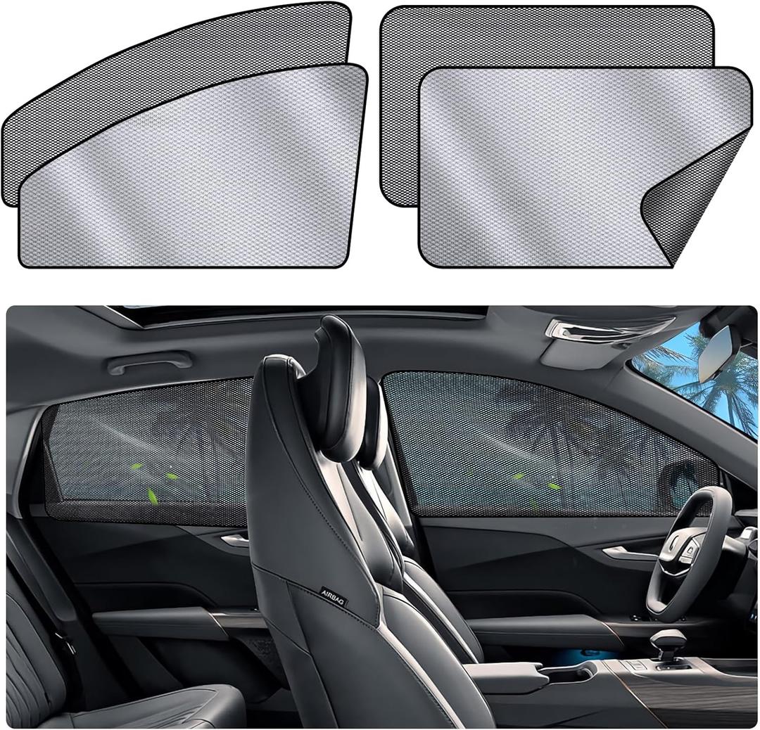 ZATOOTO Car Window Shades 4 Pack, Magnetic Side Window Sun Shades for Baby, Black Silver Reversible Breathable Mesh Window Sun Blocker for Privacy and Sun Protection, Camping Travel ZATOOTO Car Window Shades 4 Pack, Magnetic Side Window Sun Shades for Baby, Black Silver Reversible Breathable Mesh Window Sun Blocker for Privacy and Sun Protection, Camping Travel