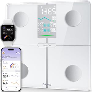 Ovutek Smart Body Fat Scale, High Accurate Digital Bathroom Scale with 13 Body Composition Metrics Including BMI, Muscle Mass, Most Accurate to 0.05lb with Fitness App, White