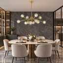 Gold Sputnik Chandeliers for Living Room，12 Lights D36'' Inch
