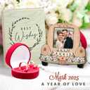 Just Married Personalized Christmas Ornaments - Wedding Gifts for Couples 2025, Bridal Shower Gift for Bride, Custom Wooden Ornaments with Picture, Newly Wed Gifts for The Couple Mr and Mrs Engagement