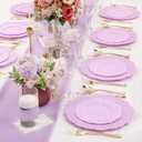 SUT 60PCS Purple Plastic Plates - Plastic Plates for Party, Purple Plates Disposable Heavy Duty, Including 10 inch Dinner Plates, 7 inch Dessert Plates, Plastic Plates for Wedding&Party