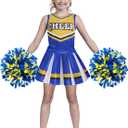 Spooktacular Creations Girl Cheerleader Costume, Halloween Cute Cheer Uniform Outfit with Accessories for Dress Up Parties (Blue, L)