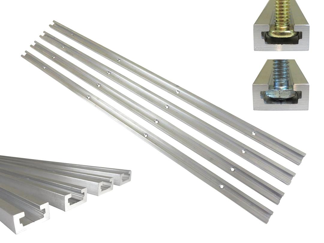 Lot 4 Each, 48" Aluminum T Track 3/4" by 3/8" Slot, Accepts 1/4" Hex Bolts, 1/4" or 5/16" T Bolts, Countersunk Holes Every 6" 112134