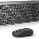 Compact Wireless Keyboard and Mouse Combo, Mini Portable Travel Keyboard and Silent Mouse Set with USB Receiver, Quiet Click, Small Size, Adjustable 2400 DPI for Computer, Laptop, PC, Windows - Gray