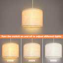 KUAUGST Plug in Pendant Light, Hanging Lights with Plug in Cord, Hanging Lamp with 15ft Hemp Rope, On/Off Switch, Beige Linen Shade, Light Fixture for Bedroom, Living Room, Dining Table 2 Pack