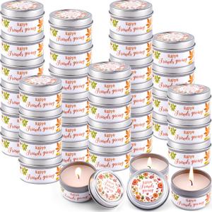 24 Pcs Friend Gatherings Unscented Candles 1.97 x 1.18 Inch Happy Friendsgiving Party Favors Unscented Candles Gift Bulk Tealight Ideal for Daily Use Baby Shower Return Gifts for Guests