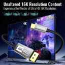 USB-C to DisplayPort 2.1 Cable 6.6FT | 16K@30Hz 8K@120Hz 4K@240Hz 40Gbps, Thunderbolt 4/3 to DisplayPort 2.1 Cord [Thunderbolt 3/4/5 Compatible] for iPhone 16/15,Galaxy S24,MacBook Pro/Air,iPad,XPS