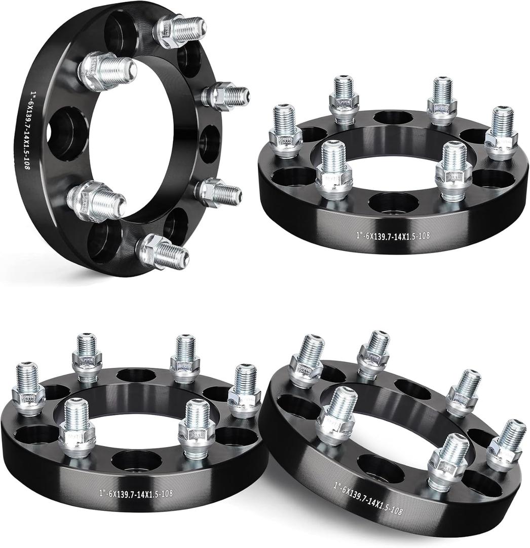 EVIL ENERGY 6x5.5 Wheel Spacers 1 inch Compatible with Chevy 1999-2022 Silverado 1500, 6x139.7 mm 6 Lugs 108mm Hub Bore M14x1.5 Studs Black, Not Hubcentric