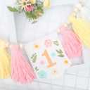 Yellow wildflower 1st high chair tassel banner,Our Little Wild flower Is Turning One Birthday Decor,Girls Wild One 1st Birthday Decoration, Floral Theme Highchair Banner (Yellow)