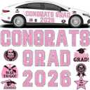 JULMELON 2026 Graduation Car Decorations, 22 Pcs Magnetic Graduation Decor Set for Car Parade Party Celebration (Pink)
