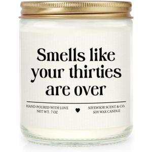 Niyewsor 40th Birthday Gifts Women Men, Forty Birthday Candle, 1986 40th Birthday Decorations for Women Men, 40 Year Old Bday Gifts for Friend, Sister, Wife, Husband, Handmade, 7oz