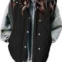 Zeagoo Puffer Vest Women Sleeveless Quilted Jacket Lightweight Snap Zip Up Stand-up Collar Down with Pockets Outerwear (Size L)